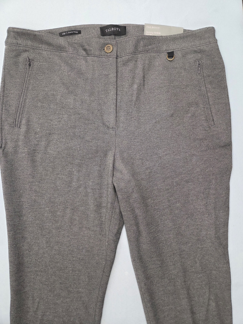 NWT Talbots Skinny Ankle Pants Gray Petite 14P Career Stretch